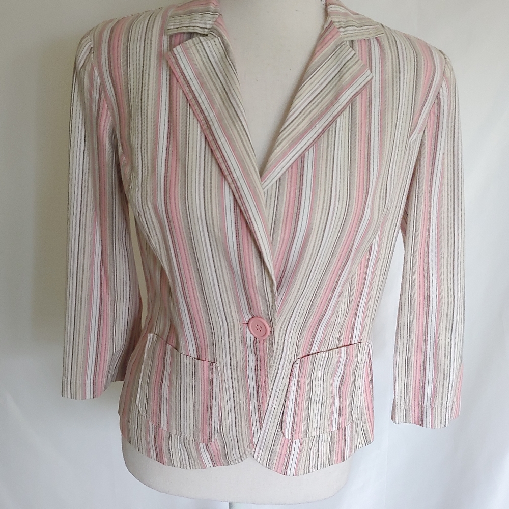 Heart Soul Pink Cream Stripe Blazer Suit Jacket